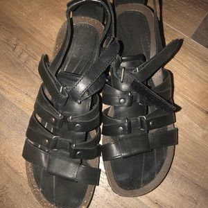 Teva Small Black Strappy Wedges